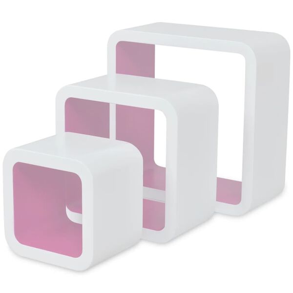 vidaXL Wall Cube Shelves 6 pcs White and Pink