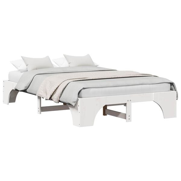 vidaXL Bed Frame White 120 x 200 cm Solid Pine Wood