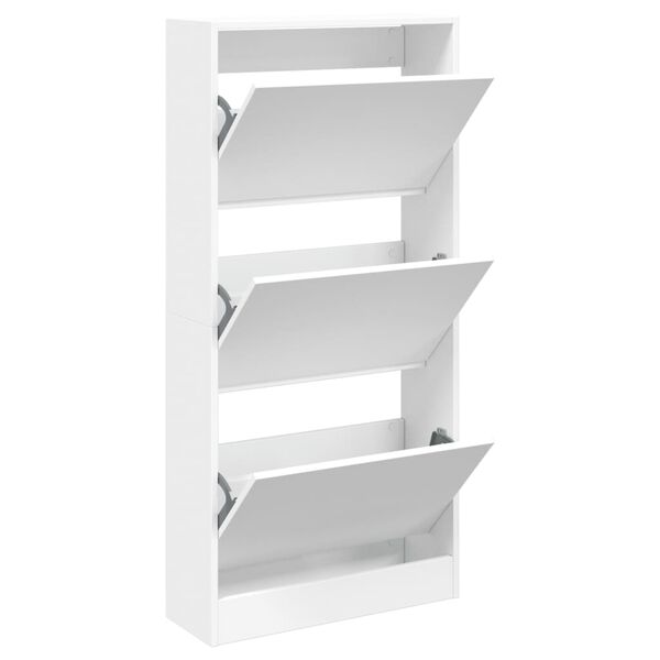 vidaXL Shoe Cabinet White 60x21x125.5 cm Engineered Wood
