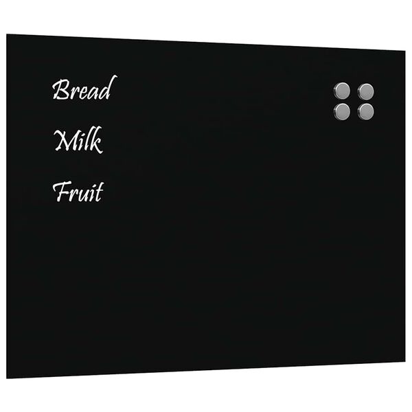 vidaXL Wall-mounted Magnetic Board Black 80x60 cm Tempered Glass