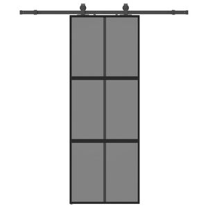 vidaXL Sliding Door with Hardware Set Black 76x205 cm Tempered Glass