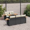 vidaXL 6 Piece Garden Sofa Set with Cushions Black Poly Rattan Acacia