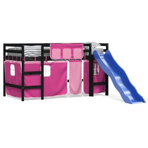 vidaXL Kids' Loft Bed with Curtains without Mattress Pink 80x200 cm