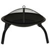 vidaXL 2-in-1 Fire Pit and BBQ with Poker 56x56x49 cm Steel