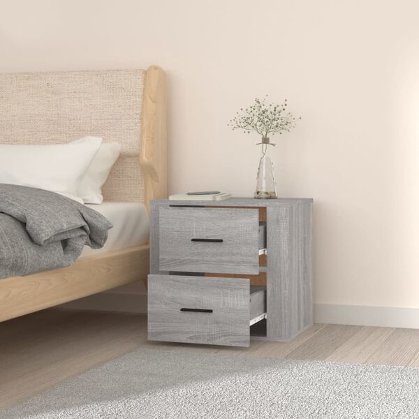 vidaXL Wall-mounted Bedside Cabinet Grey Sonoma 50x36x47 cm