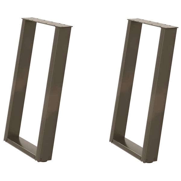 vidaXL Dining Table Legs U-Shaped 2 pcs Natural Steel 60x(72-73) cm Steel
