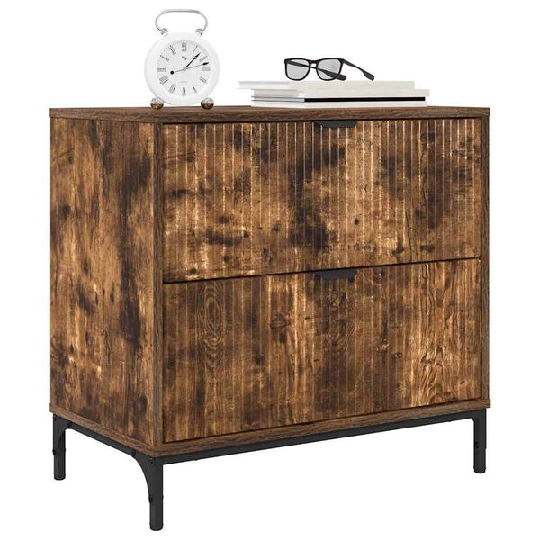 vidaXL Bedside Table Smoked oak 63.5 x 36 x 61 cm Engineered wood