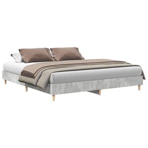 vidaXL Bed Frame No Mattress Concrete Grey 200x200 cm Engineered Wood