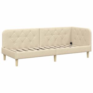vidaXL Corner Bed Frame with Headboard Cream 80 x 200 cm Fabric