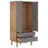 vidaXL Wardrobe OTTA Brown and Grey 76.5x53x172 cm Solid Wood Pine