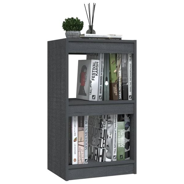 vidaXL Book Cabinet Grey 40x30x71.5 cm Solid Pinewood