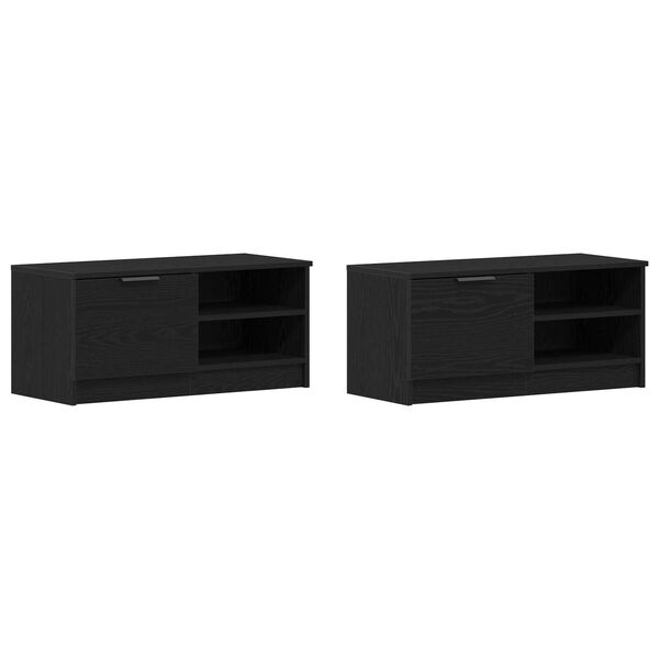 vidaXL TV Cabinet 2 pcs Black Oak 80 x 35 x 36.5 cm Engineered Wood