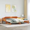 vidaXL Daybed with Trundle without Mattress Wax Brown 90x190 cm Single Solid Wood