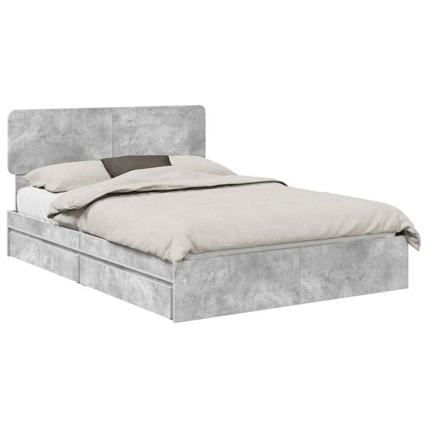 vidaXL Storage Bed Concrete Grey 150 x 200 cm Engineered Wood