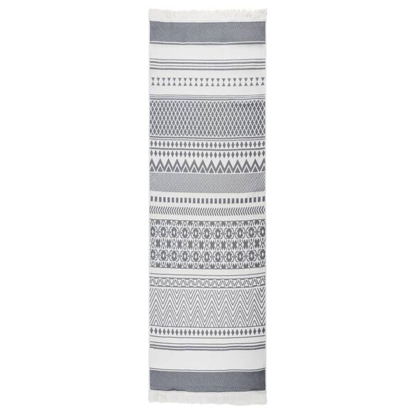 vidaXL Rug Grey and White 80x300 cm Cotton