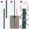 vidaXL Fence with Post Green 1 x 10 m Steel and PVC