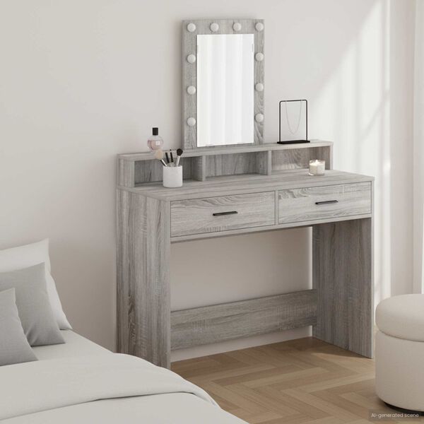 vidaXL Dressing Table Grey 100 x 41 x 140 cm Engineered Wood
