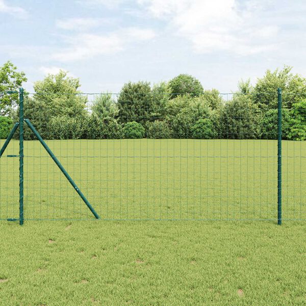 vidaXL Fence with Posts Green 1.2 x 25 m Steel
