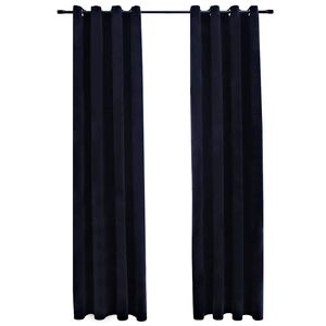 vidaXL Blackout Curtains with Rings 2 pcs Velvet Black 140x245 cm