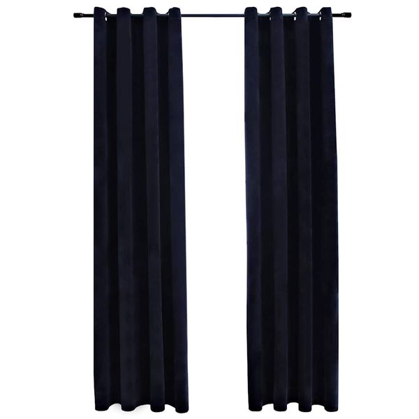 vidaXL Blackout Curtains with Rings 2 pcs Velvet Black 140x245 cm