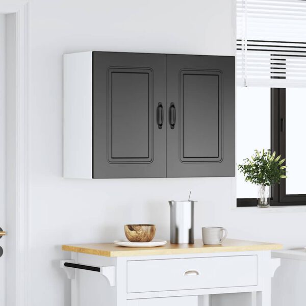 vidaXL Kitchen Wall Cabinet Kalmar Black Engineered Wood