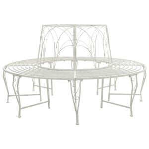 vidaXL Tree Bench 8-Seater &Oslash; 160 x 89 cm Steel Antique White Round