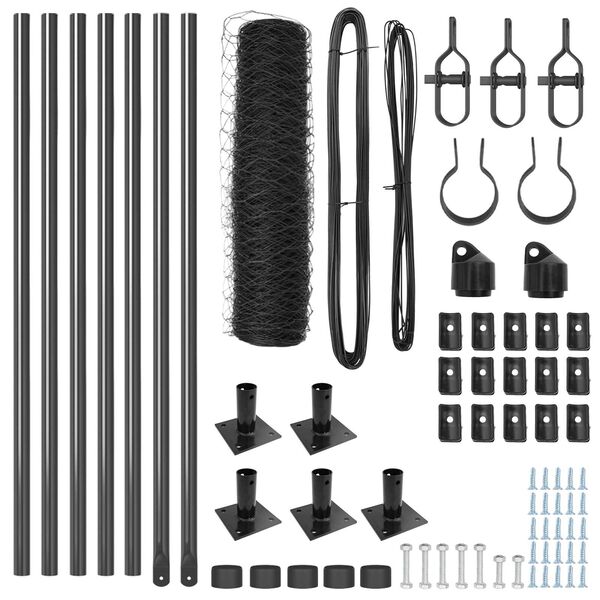 vidaXL Fence Post Grey 10 x 0.4 m (50 mm mesh) Steel and PVC