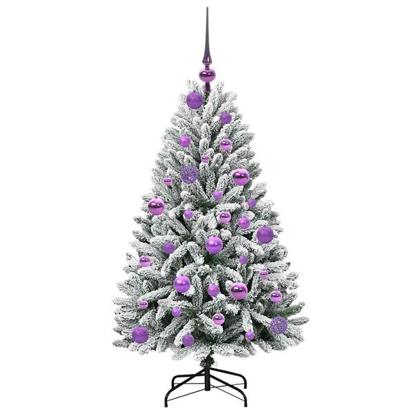 vidaXL Artificial Christmas Tree Green and White 120 cm PVC and Metal