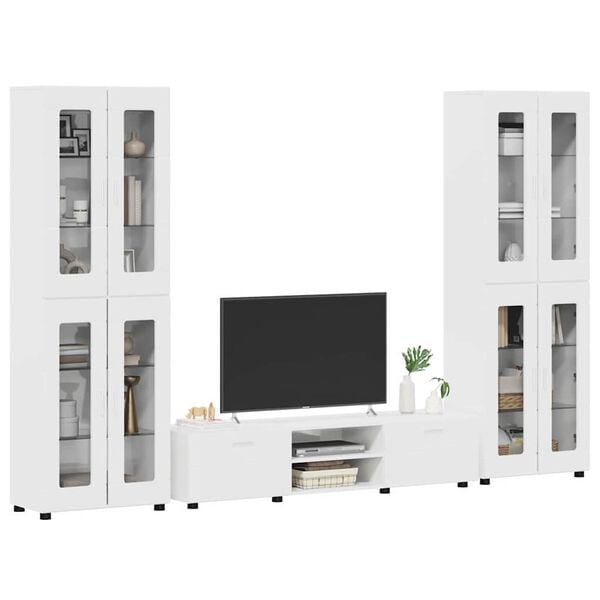 vidaXL TV Cabinet Set FLORIN High Gloss White Engineered Wood