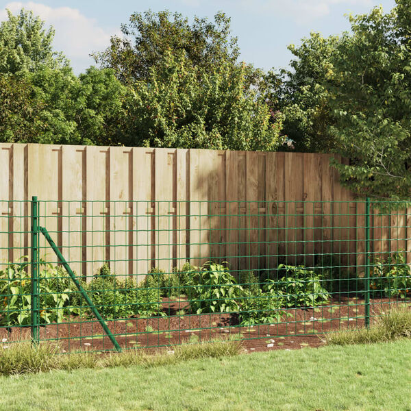 vidaXL Wire Mesh Fence with Spike Anchors Green 0.8x10 m