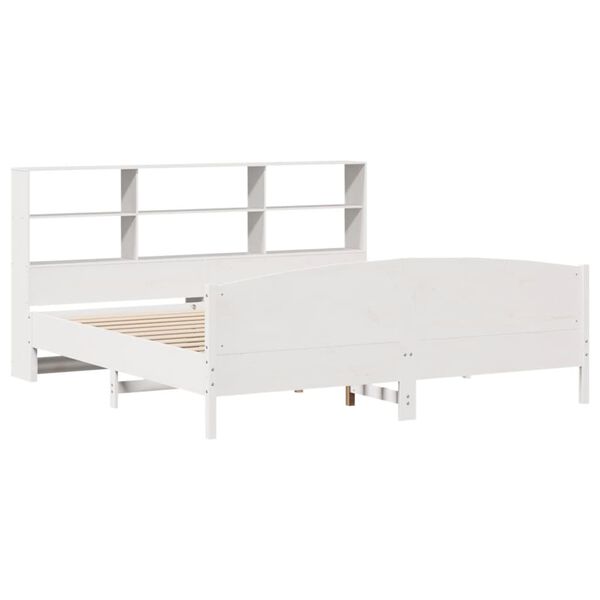vidaXL Bookcase Bed without Mattress White 180x200 cm Super King Solid Wood Pine