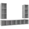 vidaXL Wall-mounted TV Cabinets 4 pcs Concrete Grey Engineered Wood