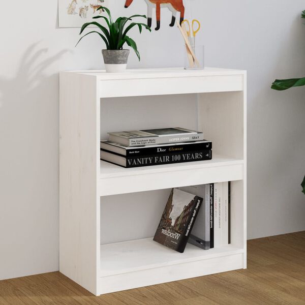 vidaXL Book Cabinet/Room Divider White 60x30x71.5 cm Solid Wood Pine