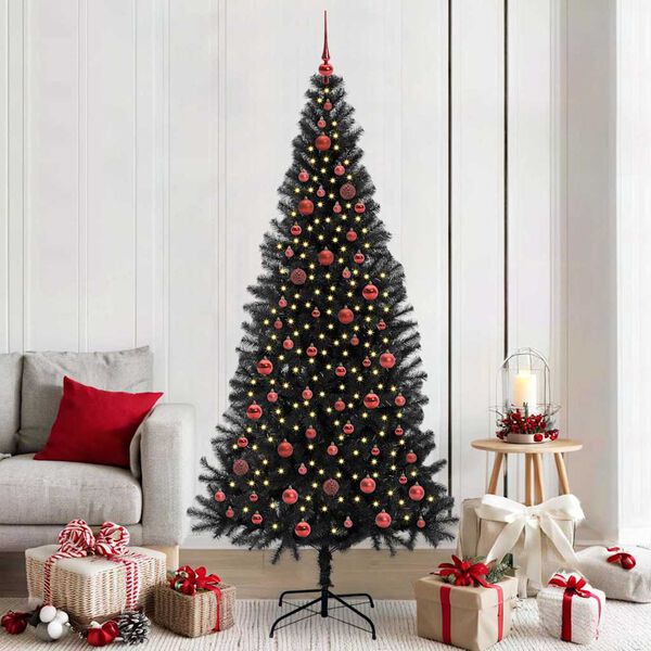 vidaXL Christmas Tree with 300 LEDs with Stand Black 210 cm PVC