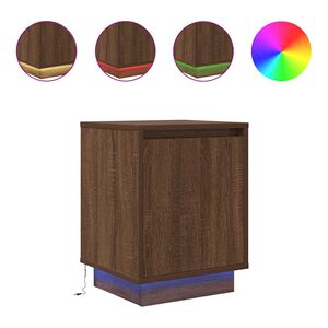 vidaXL Bedside Cabinet with LED Lights&nbsp;Brown Oak 38x34x50 cm