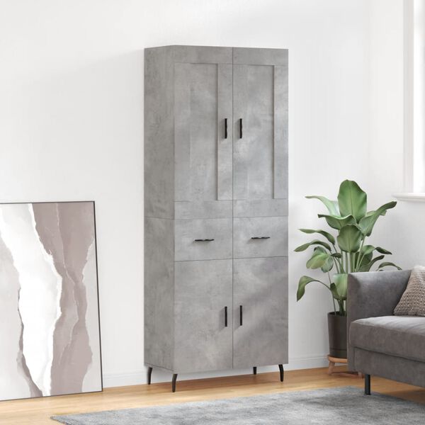vidaXL Highboard Concrete Grey 69.5x34x180 cm Engineered Wood