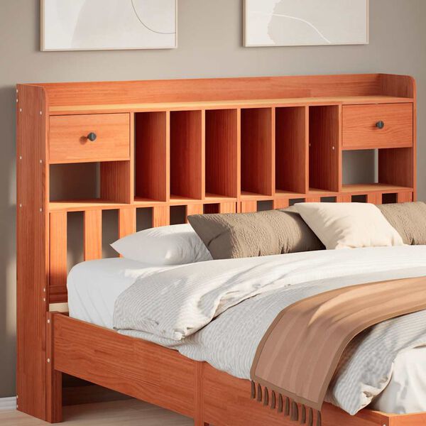vidaXL Headboard with Storage Wax Brown 140 cm Solid Wood Pine
