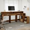 vidaXL Desk with LED Lights Old Wood 200x104x91 cm Engineered Wood