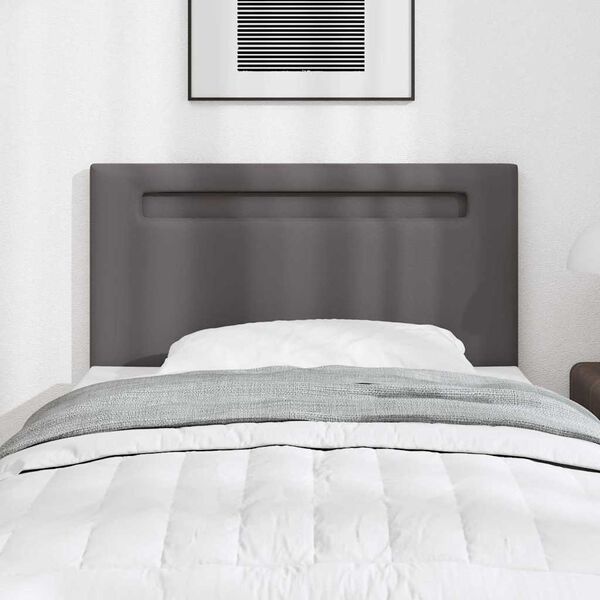 vidaXL LED Headboard Grey 100 cm Faux Leather