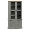 vidaXL Glass Display Cabinet "VIGO" Grey 85x35x170 cm Solid Wood Pine