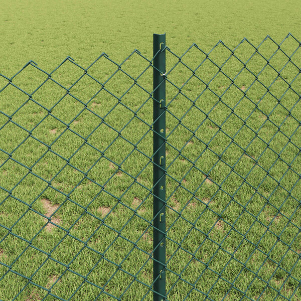 vidaXL Fence with Post Green 1 x 10 m Steel and PVC
