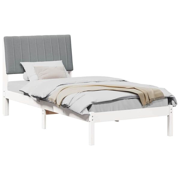 vidaXL Bed Frame with Headboard White 90 x 200 cm Solid Pine Wood