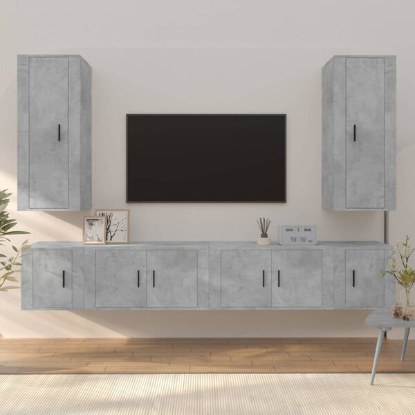 vidaXL 6 Piece TV Cabinet Set Concrete Grey Engineered Wood