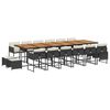 vidaXL 17 Piece Garden Dining Set with Cushions Black Poly Rattan
