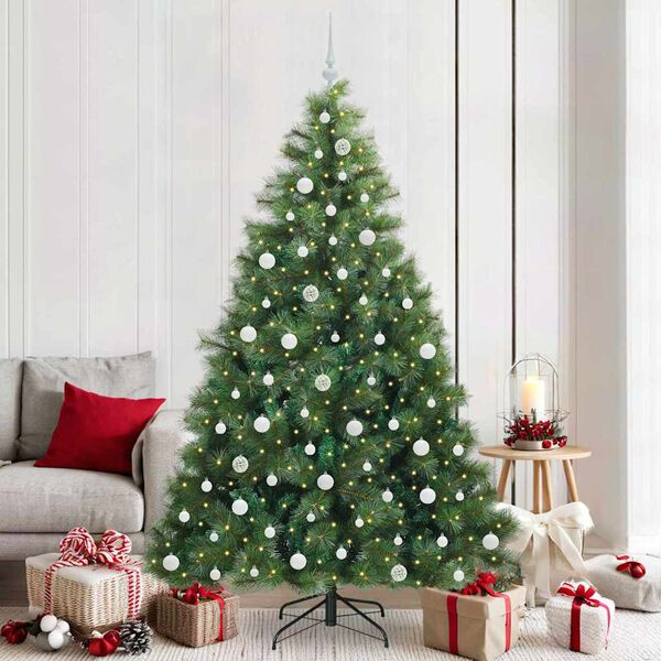 vidaXL Artificial Christmas Tree with 300 LEDs Green 210 cm PE and PVC