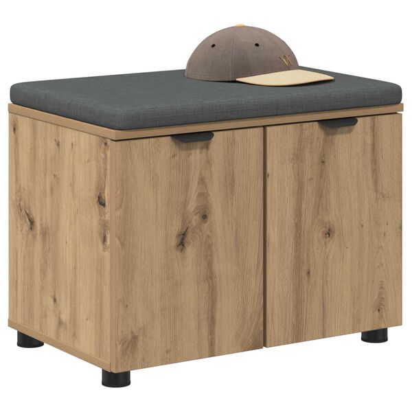 vidaXL Hall Bench with Cushion with Door Artisan Oak 60 x 38 x 46 cm