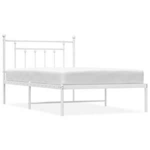vidaXL Metal Bed Frame without Mattress with Headboard White 107x203cm