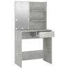 vidaXL Dressing Table with LED Concrete Grey 74.5x40x141 cm