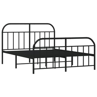vidaXL Metal Bed Frame with Headboard and Footboard Black 140x200 cm