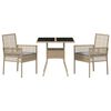 vidaXL Garden Dining Set 3 pcs Beige Poly Rattan